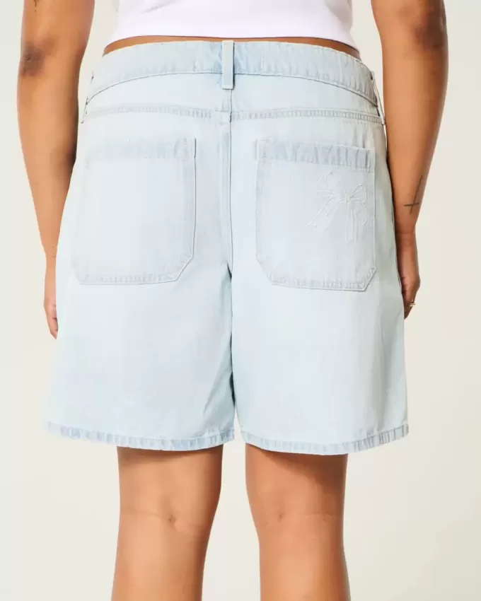 Baggy Jort, cu talie mică, cu fundă de spălat ușoară Baggy Jort, cu talie mică, cu fundă de spălat ușoară