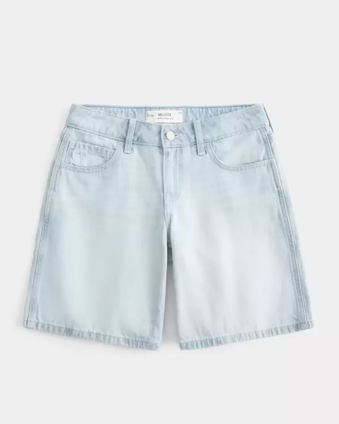 Baggy Jort, cu talie mică, cu fundă de spălat ușoară Baggy Jort, cu talie mică, cu fundă de spălat ușoară