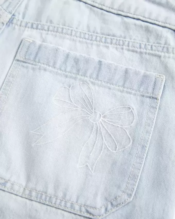 Baggy Jort, cu talie mică, cu fundă de spălat ușoară Baggy Jort, cu talie mică, cu fundă de spălat ușoară