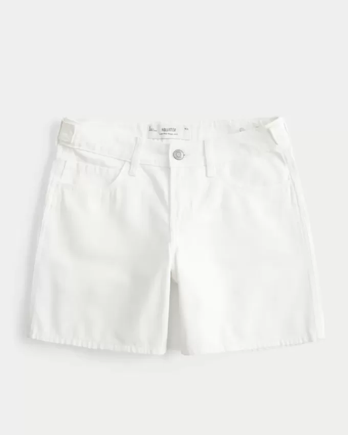 Baggy Jort cu talie reglabilă, albă, cu talie joasă Baggy Jort cu talie reglabilă, albă, cu talie joasă