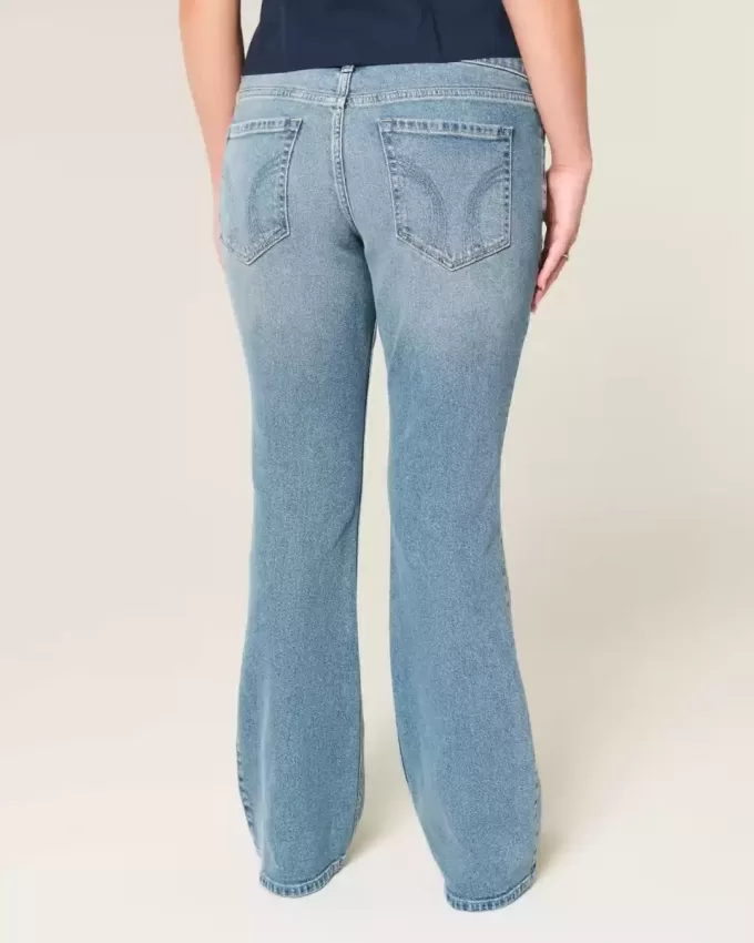 Blugi Bootcut cu talie joasă, cu spălare medie Blugi Bootcut cu talie joasă, cu spălare medie