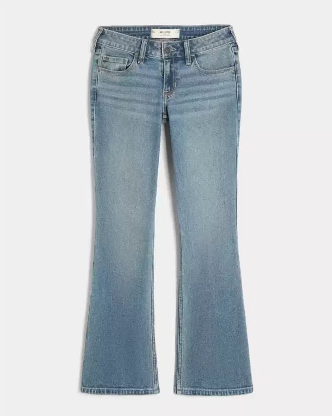 Blugi Bootcut cu talie joasă, cu spălare medie Blugi Bootcut cu talie joasă, cu spălare medie