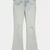 Blugi bootcut cu talie joasă, rupte, spălate ușor Blugi bootcut cu talie joasă, rupte, spălate ușor