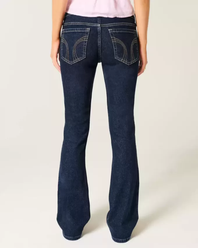 Blugi bootcut cu talie joasă, spălate întunecat Blugi bootcut cu talie joasă, spălate întunecat