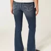 Blugi bootcut cu talie joasă, spălate întunecat Blugi bootcut cu talie joasă, spălate întunecat