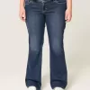 Blugi bootcut cu talie joasă, spălate întunecat Blugi bootcut cu talie joasă, spălate întunecat