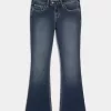 Blugi bootcut cu talie joasă, spălate întunecat Blugi bootcut cu talie joasă, spălate întunecat