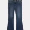 Blugi bootcut cu talie joasă, spălate întunecat Blugi bootcut cu talie joasă, spălate întunecat