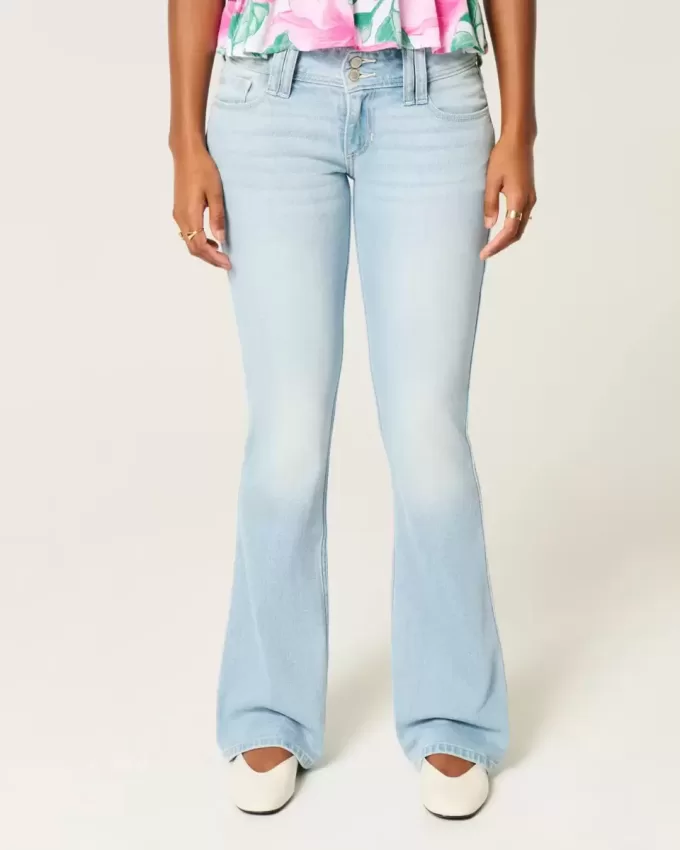 Blugi bootcut cu talie joasă, spălate ușor Blugi bootcut cu talie joasă, spălate ușor