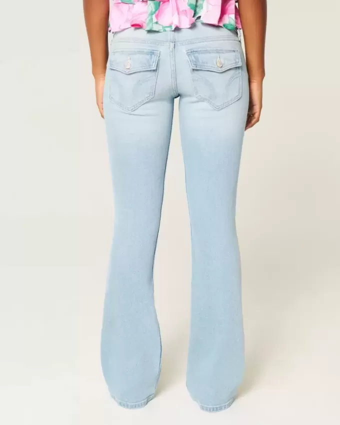 Blugi bootcut cu talie joasă, spălate ușor Blugi bootcut cu talie joasă, spălate ușor