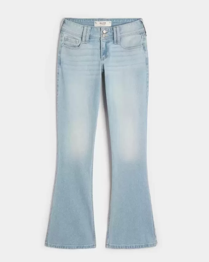 Blugi bootcut cu talie joasă, spălate ușor Blugi bootcut cu talie joasă, spălate ușor