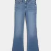 Blugi bootcut cu talie medie cu spalare medie Blugi bootcut cu talie medie cu spalare medie