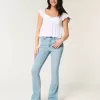 Blugi bootcut cu talie medie, cu spalare usoara Blugi bootcut cu talie medie, cu spalare usoara