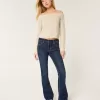 Blugi bootcut cu talie medie, spalat la culoare inchisa Blugi bootcut cu talie medie, spalat la culoare inchisa