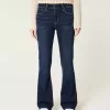Blugi bootcut cu talie medie, spalat la culoare inchisa Blugi bootcut cu talie medie, spalat la culoare inchisa