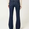 Blugi bootcut cu talie medie, spalat la culoare inchisa Blugi bootcut cu talie medie, spalat la culoare inchisa