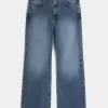Blugi bootcut largi cu spalare medie Blugi bootcut largi cu spalare medie