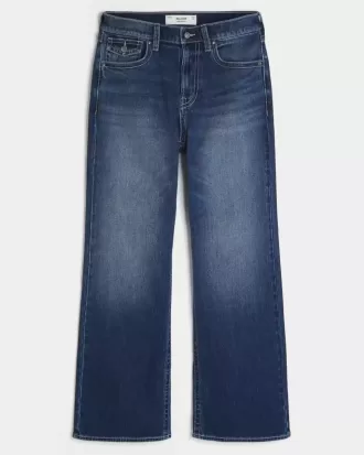 Blugi bootcut largi la culoare închisă