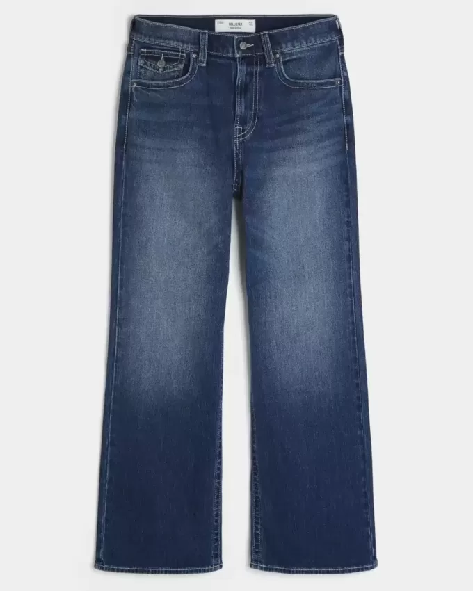 Blugi bootcut largi la culoare închisă Blugi bootcut largi la culoare închisă