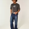 Blugi bootcut largi la culoare închisă Blugi bootcut largi la culoare închisă