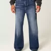 Blugi bootcut largi la culoare închisă Blugi bootcut largi la culoare închisă