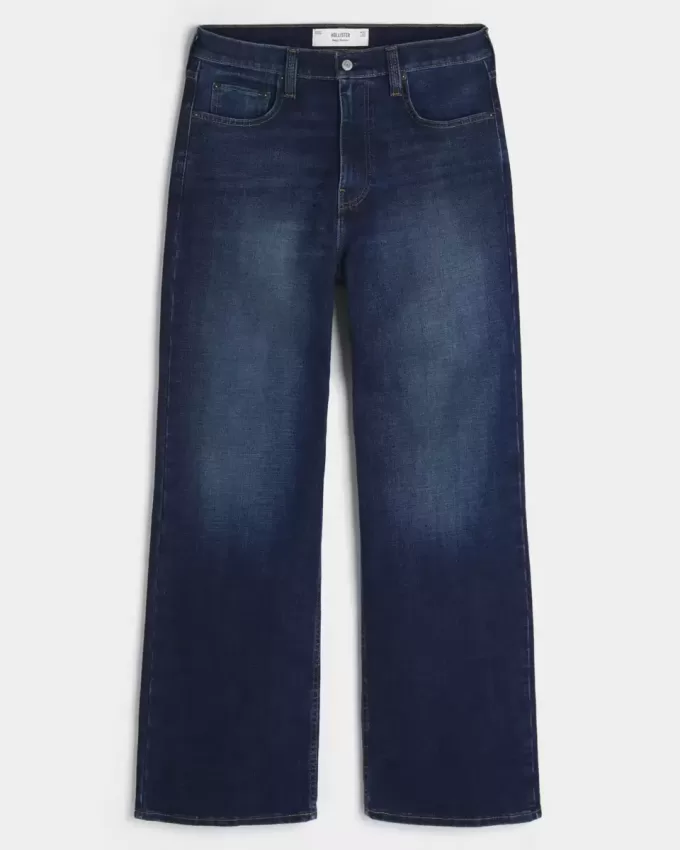Blugi bootcut largi la culoare închisă Blugi bootcut largi la culoare închisă