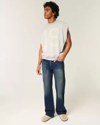 Blugi bootcut relaxați cu spălare închisă