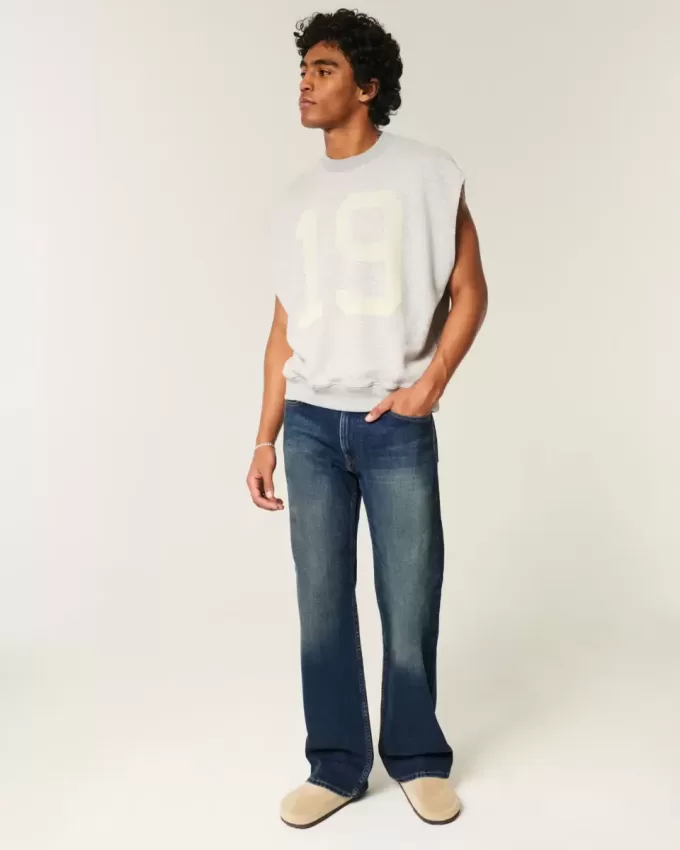 Blugi bootcut relaxați cu spălare închisă Blugi bootcut relaxați cu spălare închisă