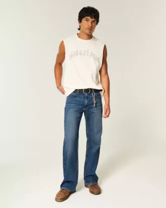 Blugi bootcut relaxați cu spălare închisă