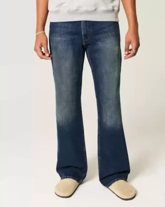 Blugi bootcut relaxați cu spălare închisă