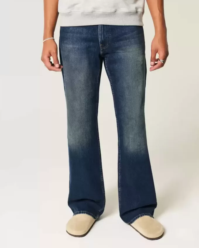 Blugi bootcut relaxați cu spălare închisă Blugi bootcut relaxați cu spălare închisă