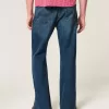 Blugi bootcut relaxați cu spălare închisă Blugi bootcut relaxați cu spălare închisă