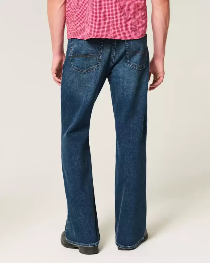Blugi bootcut relaxați cu spălare închisă Blugi bootcut relaxați cu spălare închisă
