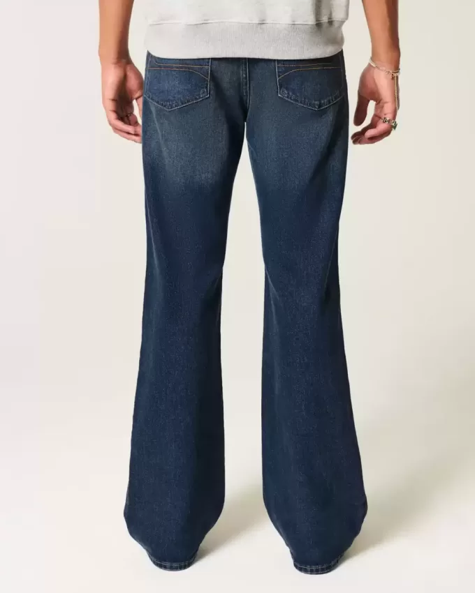 Blugi bootcut relaxați cu spălare închisă Blugi bootcut relaxați cu spălare închisă
