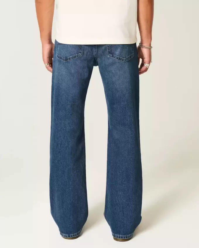Blugi bootcut relaxați cu spălare închisă Blugi bootcut relaxați cu spălare închisă