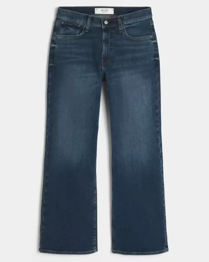 Blugi bootcut relaxați cu spălare închisă Blugi bootcut relaxați cu spălare închisă