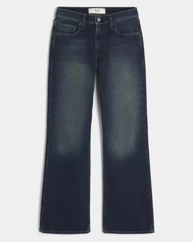 Blugi bootcut relaxați cu spălare închisă Blugi bootcut relaxați cu spălare închisă
