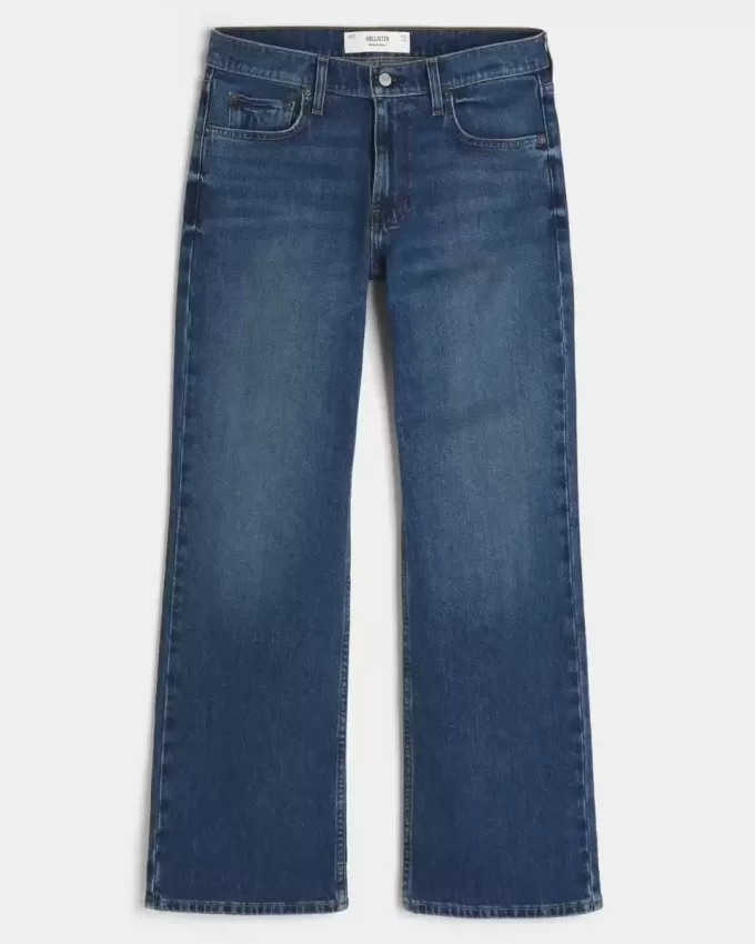 Blugi bootcut relaxați cu spălare închisă Blugi bootcut relaxați cu spălare închisă