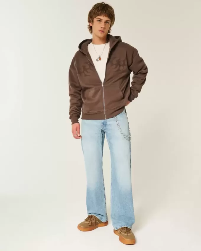 Blugi bootcut relaxați cu spălare ușoară Blugi bootcut relaxați cu spălare ușoară