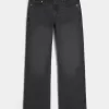 Blugi cu bootcut negri și relaxați spălați Blugi cu bootcut negri și relaxați spălați