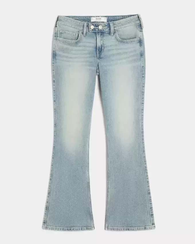 Blugi cu talie joasă, cu spălare medie, brodați Butterfly Bootcut Blugi cu talie joasă, cu spălare medie, brodați Butterfly Bootcut