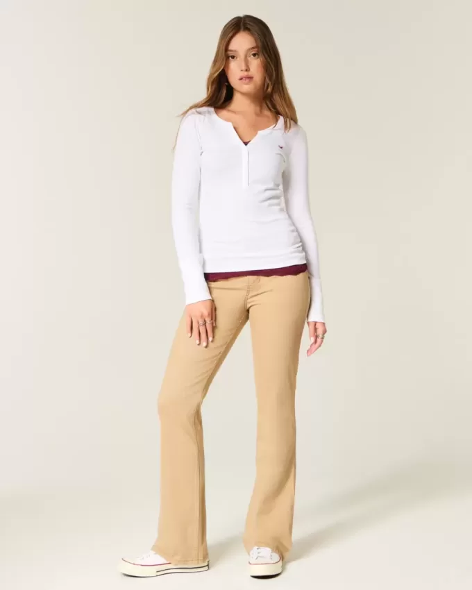 Blugi cu talie medie kaki Bootcut Blugi cu talie medie kaki Bootcut