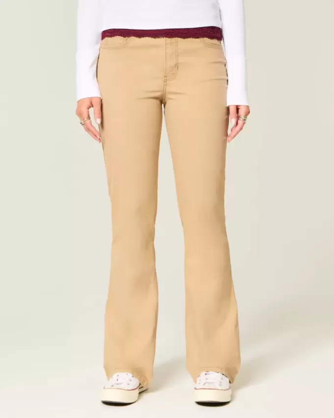 Blugi cu talie medie kaki Bootcut Blugi cu talie medie kaki Bootcut