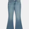 Blugi flare cu talie mare cu spalare medie Blugi flare cu talie mare cu spalare medie