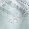 Blugi largi, cu talie joasă, spalat ușor, cu broderie de stele Blugi largi, cu talie joasă, spalat ușor, cu broderie de stele