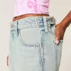 Blugi largi, cu talie reglabilă, cu talie joasă, spălat ușor Blugi largi, cu talie reglabilă, cu talie joasă, spălat ușor