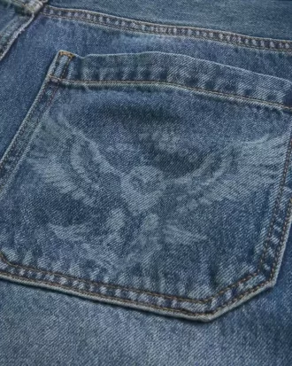 Blugi largi de tip Eagle Graphic Skater cu spalare medie