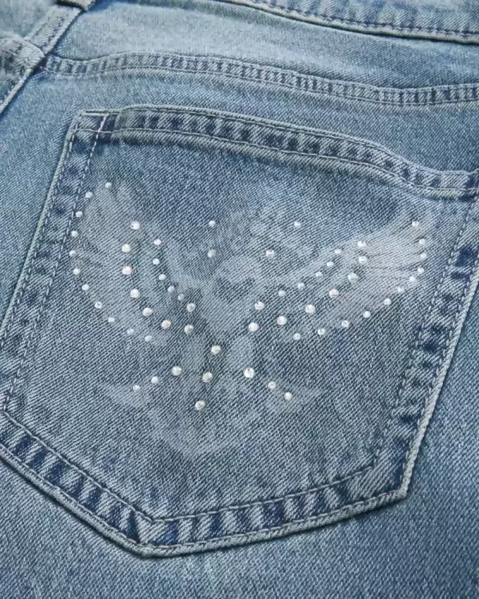 Blugi largi Eagle cu spalare medie Blugi largi Eagle cu spalare medie
