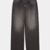 Blugi largi negri și curvy cu talie joasă Blugi largi negri și curvy cu talie joasă