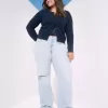 Blugi largi, rupti, cu talie joasă Blugi largi, rupti, cu talie joasă